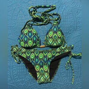 Vibrant Green and Blue Bikini Set